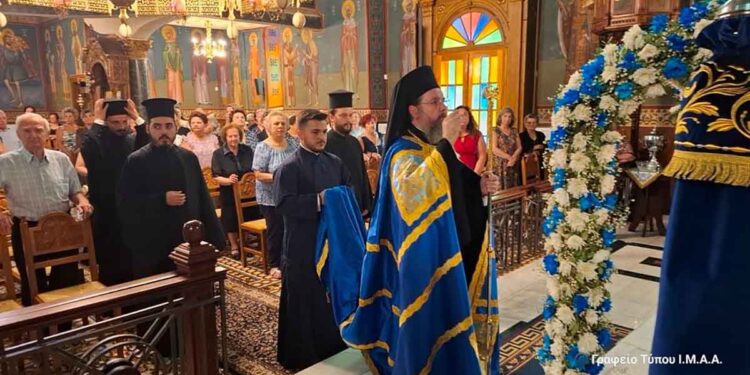 Ο Εσπερινός της Κοιμήσεως της Θεοτόκου στο Θέρμο (φωτο)