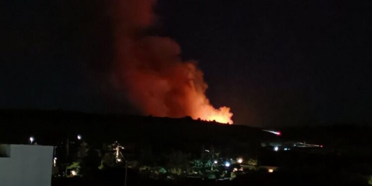 Φωτιά στη Σαλαμίνα στην περιοχή Βασιλικά καίει κοντά σε σπίτια – Μήνυμα από το 112