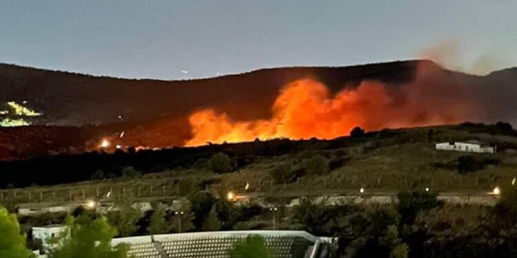 Φωτιά στη Σαλαμίνα στην περιοχή Βρωμοπούσι καίει κοντά σε σπίτια – Μήνυμα από το 112