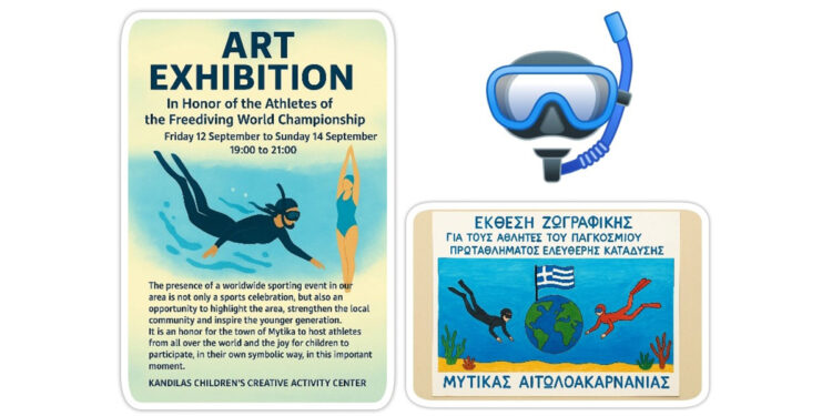 Έκθεση ζωγραφικής στον Μύτικα των παιδιών του ΚΔΑΠ Κανδήλας εμπνευσμένη από το Παγκόσμιο Πρωτάθλημα Ελεύθερης Κατάδυσης