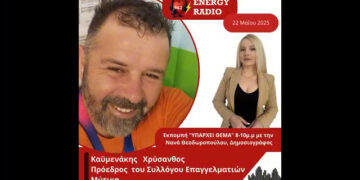 Συνέντευξη Προέδρου του Συλλόγου Επαγγελματιών Μύτικα Καϋμενάκη Χρύσανθου στον Energy 94.2