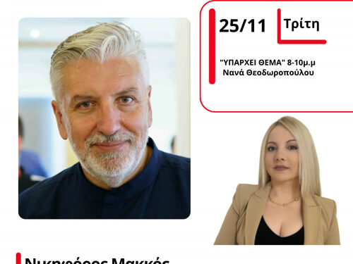 Ο Νικηφόρος Μακκός, Πρόεδρος ΔΕΕΠ ΝΔ Αιτ/νιας στον Energy 94.2