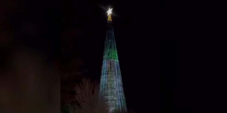 Χανιά: Φωταγωγήθηκε στο φαράγγι της Σαμαριάς ένα από τα μεγαλύτερα χριστουγεννιάτικα δέντρα της Ελλάδας