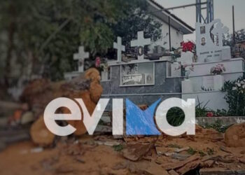 Κακοκαιρία Byron: Σοκαριστικές εικόνες καταστροφής σε νεκροταφείο στην Εύβοια