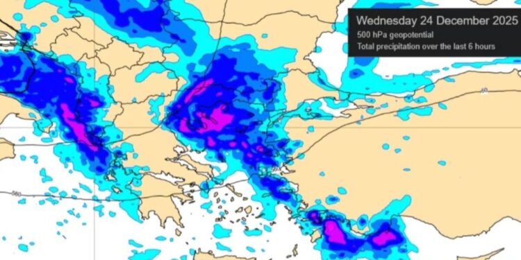 Η πρόβλεψη Κολυδά για τον καιρό τα Χριστούγεννα: Βροχή και σποραδικές καταιγίδες την Παραμονή