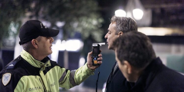 Κυριάκος Μητσοτάκης: Επισκέφθηκε μπλόκο για αλκοτέστ μαζί με τον Μιχάλη Χρυσοχοΐδη το βράδυ του Σαββάτου