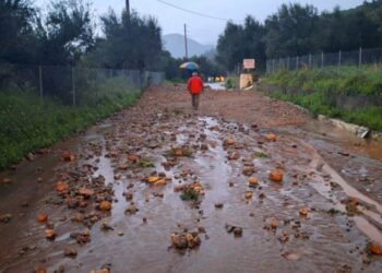 Καλαμάτα: Πλημμυρισμένοι δρόμοι και κατολισθήσεις στην από την κακοκαιρία – Σχηματίστηκε καταρράκτης