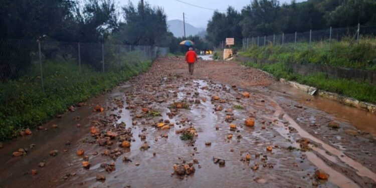 Καλαμάτα: Πλημμυρισμένοι δρόμοι και κατολισθήσεις στην από την κακοκαιρία – Σχηματίστηκε καταρράκτης